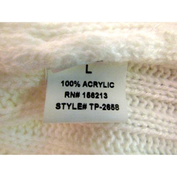 C.H.Y Fashion White Sweater Pant Set Cable Knit 2 Pc Fringe Tassel NWOT Size L - Picture 10 of 11